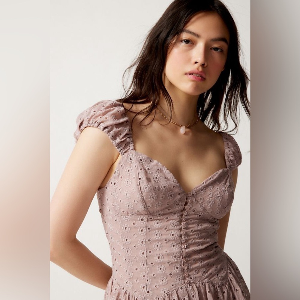 Urban Outfitters Kimchi Blue Leilani Broderie Mini Dress SZ. M - Picture 3 of 16
